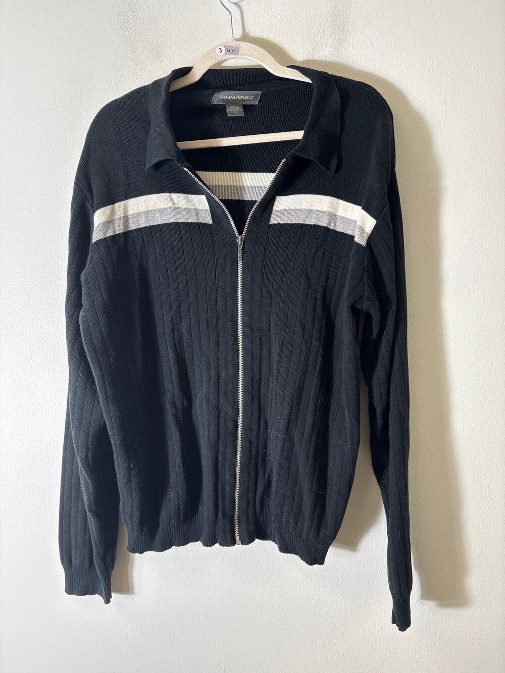 Men's Banana Republic Black Zip Up Knit Sweater/Jacket Sz L